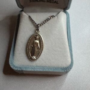 New Miraculous Mary Medal Elegant Silver Pendant Necklace